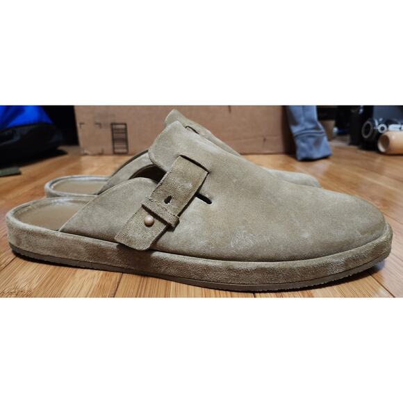 Vince Men's 13 Beige Essex Suede Leather Flat Casual Preppy Clog Shoes Slip On - Picture 1 of 9